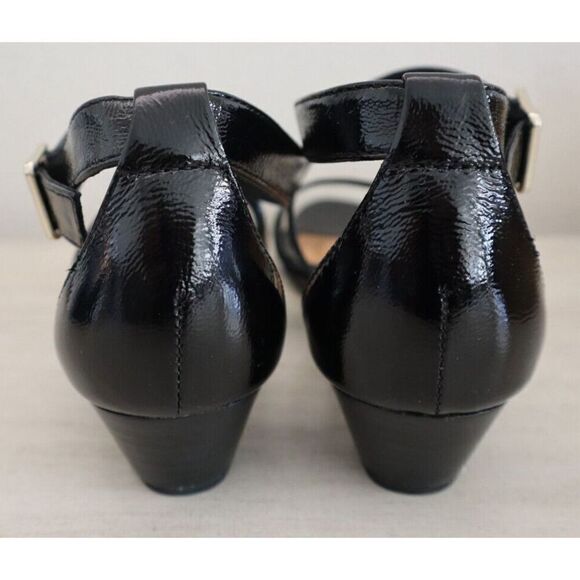 Söfft SF0001311 Women's Sz 11M Black Crinkle Patent Innis Wedge Sandals - Picture 2 of 10